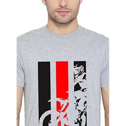 Adro Men's Bike Rider Printed Cotton T-Shirt (Rn22-2-Bik-Gr_Grey_S)