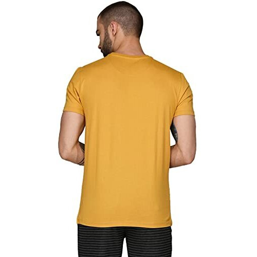 Adro Men's Bike Rider Printed Cotton T-Shirt (Rn22-2-Bik-Mu_Mustard_Xl)