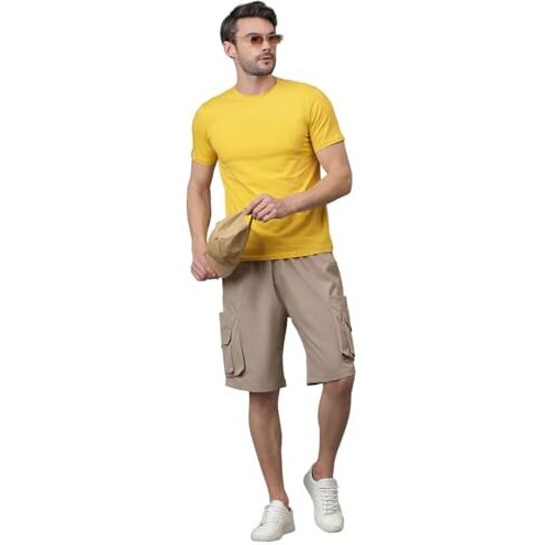 Kotty Men's Cargo Shorts With Multiple Pockets  Ideal For Hiking & Adventure(Beige,M)