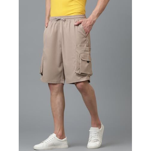 Kotty Men's Cargo Shorts With Multiple Pockets  Ideal For Hiking & Adventure(Beige,S)