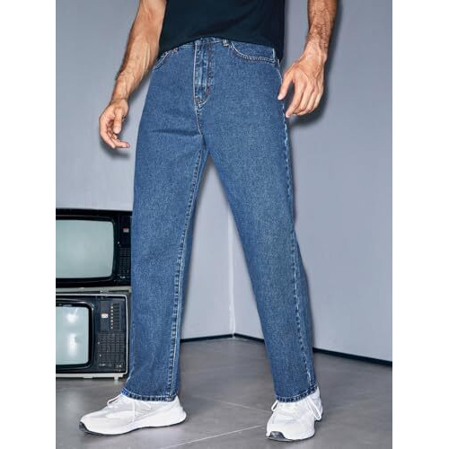 Kotty Men's Solid Mid Rise Comfortable And Strechable Stylish Jeans(Blue,34)