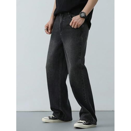 Kotty Men's Solid Mid Rise Comfortable And Strechable Stylish Jeans(Black,36)