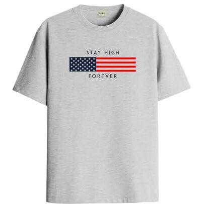 Adro Mens Flag Printed Cotton T-Shirt_Rn24-L2-Flag-Gr-S Grey