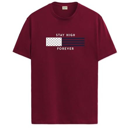 Adro Mens Flag Printed Cotton T-Shirt_Rn24-L2-Flag-Mr-M Maroon