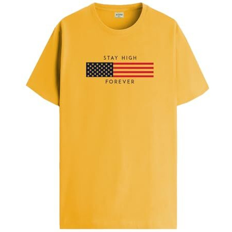 Adro Mens Flag Printed Cotton T-Shirt_Rn24-L2-Flag-Mu-L Mustard