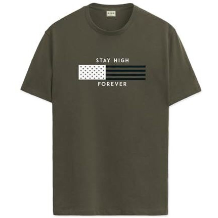 Adro Mens Flag Printed Cotton T-Shirt_Rn24-L2-Flag-Ol-L Olive