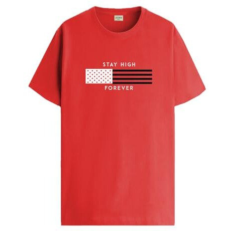 Adro Mens Flag Printed Cotton T-Shirt_Rn24-L2-Flag-Rd-M Red