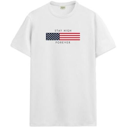 Adro Mens Flag Printed Cotton T-Shirt_Rn24-L2-Flag-Wh-M White