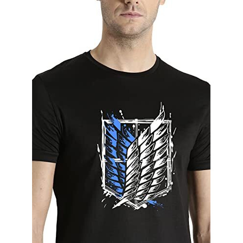 Adro Mens Attack On Titan Cotton T-Shirt (M, Black)