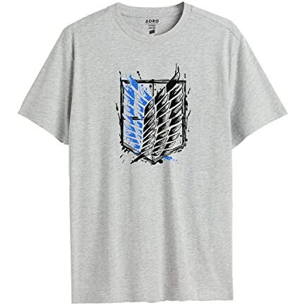 Adro Mens Attack On Titan Cotton T-Shirt (S, Grey)