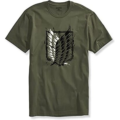 Adro Mens Attack On Titan Cotton T-Shirt (2Xl, Olive)