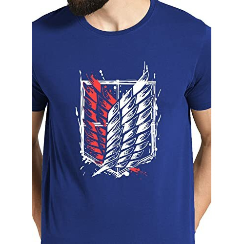Adro Mens Attack On Titan Cotton T-Shirt (2Xl, Royal Blue)
