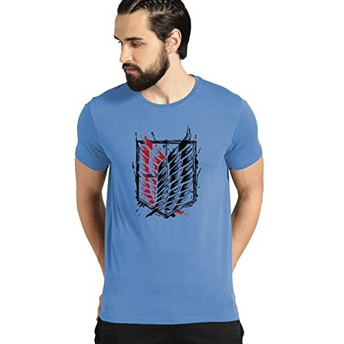 Adro Mens Attack On Titan Cotton T-Shirt (Xl, Sky Blue)