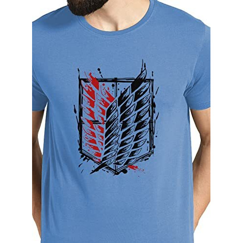 Adro Mens Attack On Titan Cotton T-Shirt (Xl, Sky Blue)