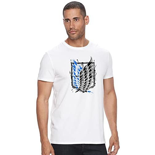 Adro Mens Attack On Titan Cotton T-Shirt (S, White)