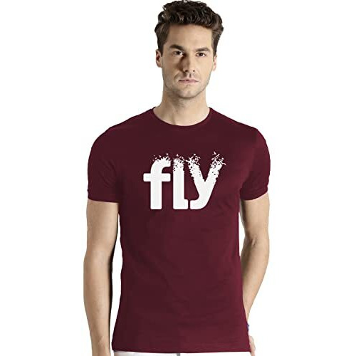 Adro Fly Mens Cotton Printed T-Shirts (R21-M-Fly-Mr_Maroon_S)