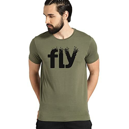 Adro Fly Mens Cotton Printed T-Shirts (R21-M-Fly-Ol_Olive_2Xl)