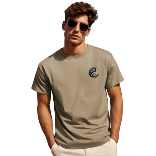 Adro Men's Solid Regular Fit T-Shirt (Rn24-Stick-Yong-Be_Beige