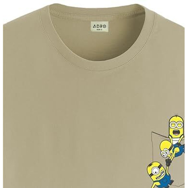 Adro Tshirt For Men | Anime T Shirt For Men | 100% Cotton Tshirt | Graphic Printed T-Shirt | Chest Printed Tshirt | Minion Anime Tshirt | T-Shirts| Rn24-Stick-Mini-Be-M Beige