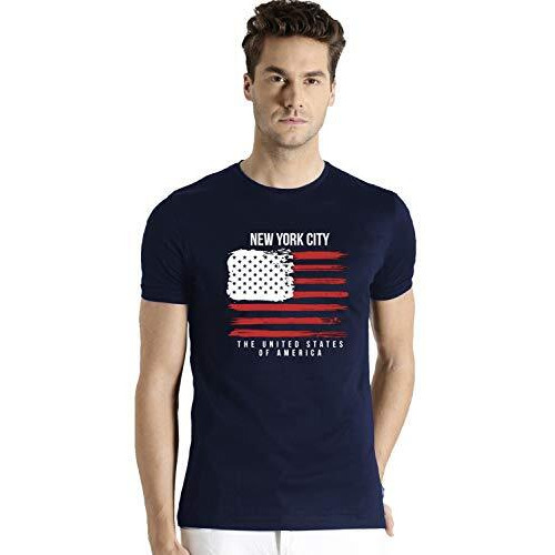 Adro Usa American Flag Printed Cotton T-Shirts For Men (R22-M-Nww-Nb_Navy_S)