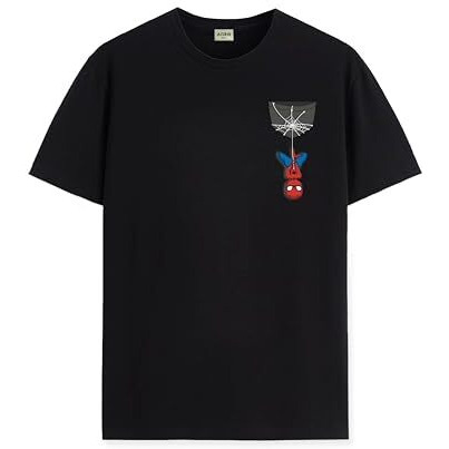 Adro Tshirt For Men | Anime T Shirt For Men | 100% Cotton Tshirt | Graphic Printed T-Shirt | Chest Printed Tshirt | Spiderman Tshirt | T-Shirts| Rn24-Stick-Spid-Bl-L Black