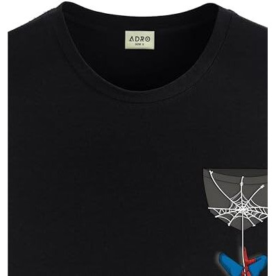 Adro Tshirt For Men | Anime T Shirt For Men | 100% Cotton Tshirt | Graphic Printed T-Shirt | Chest Printed Tshirt | Spiderman Tshirt | T-Shirts| Rn24-Stick-Spid-Bl-L Black