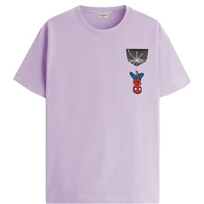 Adro Tshirt For Men | Anime T Shirt For Men | 100% Cotton Tshirt | Graphic Printed T-Shirt | Chest Printed Tshirt | Spiderman Tshirt | T-Shirts| Rn24-Stick-Spid-Pu-M Purple