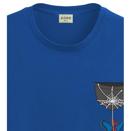 Adro Tshirt For Men | Anime T Shirt For Men | 100% Cotton Tshirt | Graphic Printed T-Shirt | Chest Printed Tshirt | Spiderman Tshirt | T-Shirts| Rn24-Stick-Spid-Rb-L Royal Blue
