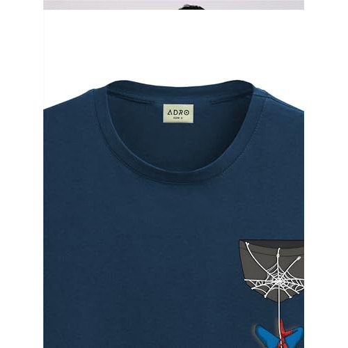 Adro Tshirt For Men | Anime T Shirt For Men | 100% Cotton Tshirt | Graphic Printed T-Shirt | Chest Printed Tshirt | Spiderman Tshirt | T-Shirts| Rn24-Stick-Spid-Sb-L Teal