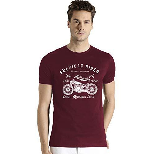 Adro Men's Regular Fit T-Shirt (Rnr-M-Ame-Bg-S_Maroon_Small)