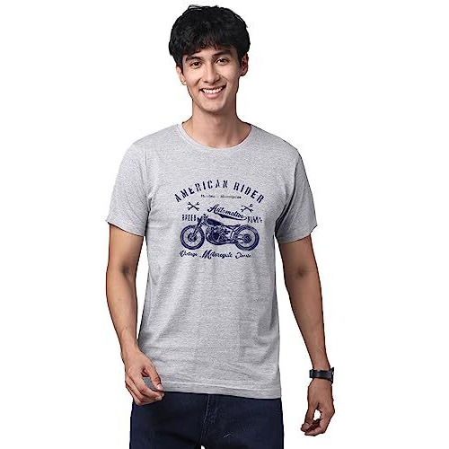 Adro Men's Regular Fit T-Shirt (Rnr-M-Ame-Gr-Xxl_Grey_Xx-Large)