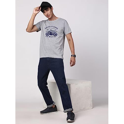 Adro Men's Regular Fit T-Shirt (Rnr-M-Ame-Gr-Xxl_Grey_Xx-Large)