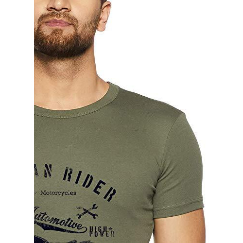 Adro Men's Regular Fit T-Shirt (Rnr-M-Ame-Ol-M_Olive Green_Medium)