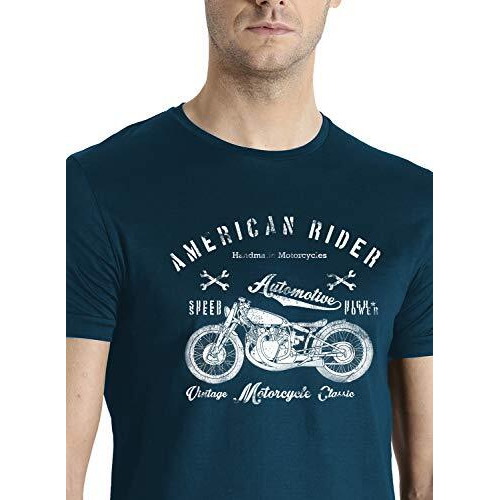 Adro Men's Regular Fit T-Shirt (Rnr-M-Ame-Sb-M_Steel Blue_Medium)
