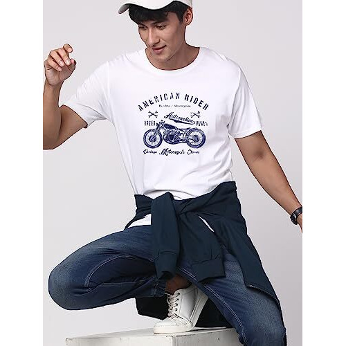 Adro Men's Regular Fit T-Shirt (Rnr-M-Ame-Wh_White_Xl)