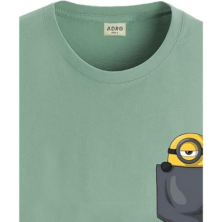Adro Tshirt For Men | Anime T Shirt For Men | 100% Cotton Tshirt | Graphic Printed T-Shirt | Chest Printed Tshirt | Minion Anime Tshirt | T-Shirts| Rn24-Stick-Pcmin-Pt-M Pista