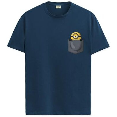 Adro Tshirt For Men | Anime T Shirt For Men | 100% Cotton Tshirt | Graphic Printed T-Shirt | Chest Printed Tshirt | Minion Anime Tshirt | T-Shirts| Rn24-Stick-Pcmin-Sb-S Teal