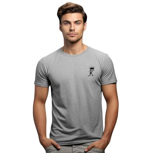 Adro Men's Solid Regular Fit T-Shirt (Rn24-Stick-Kk-Gr_Grey