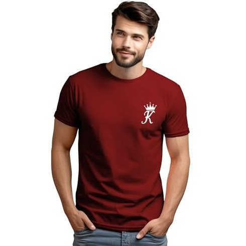 Adro Men's Solid Regular Fit T-Shirt (Rn24-Stick-Kk-Mr_Maroon