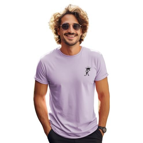 Adro Men's Solid Regular Fit T-Shirt (Rn24-Stick-Kk-Pu_Purple