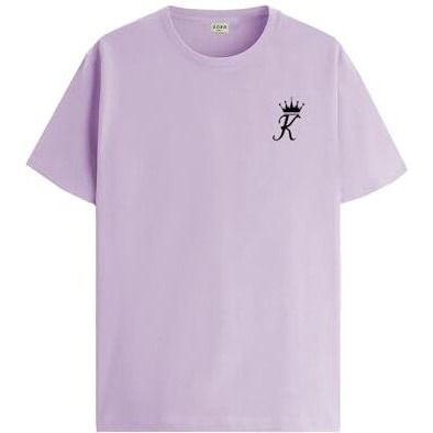 Adro Men's Solid Regular Fit T-Shirt (Rn24-Stick-Kk-Pu_Purple