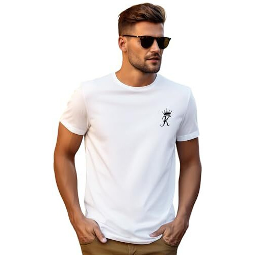 Adro Men's Solid Regular Fit T-Shirt (Rn24-Stick-Kk-Wh_White