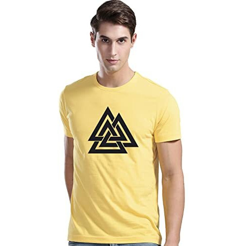 Adro Triangle Mens Printed T-Shirt (Rnr-M-Tkt-Ly_Light Yellow_L)