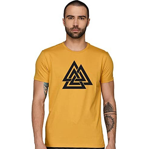 Adro Triangle Mens Printed T-Shirt (Rnr-M-Tkt-Mu_Mustard_2Xl)