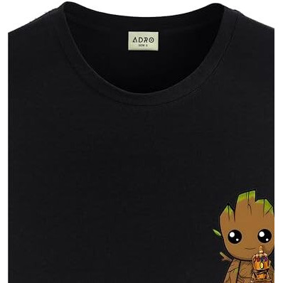 Adro Tshirt For Men | Anime T Shirt For Men | 100% Cotton Tshirt | Graphic Printed T-Shirt | Chest Printed Tshirt | Groot Anime Tshirt | T-Shirts| Rn24-Stick-Groo-Bl-S Black