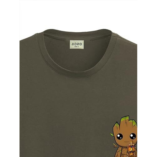 Adro Tshirt For Men | Anime T Shirt For Men | 100% Cotton Tshirt | Graphic Printed T-Shirt | Chest Printed Tshirt | Groot Anime Tshirt | T-Shirts| Rn24-Stick-Groo-Ol-Xl Olive