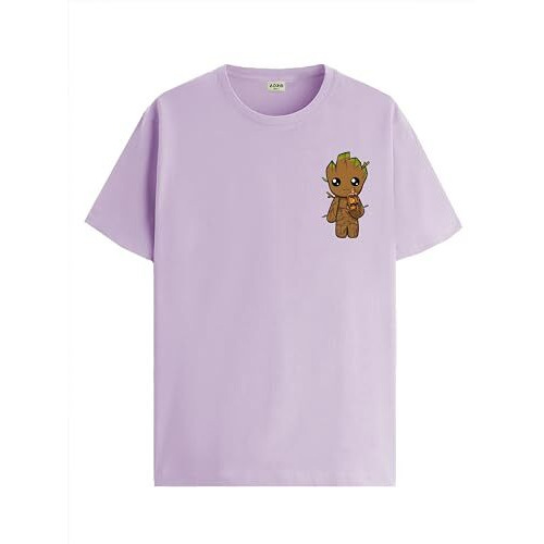 Adro Tshirt For Men | Anime T Shirt For Men | 100% Cotton Tshirt | Graphic Printed T-Shirt | Chest Printed Tshirt | Groot Anime Tshirt | T-Shirts| Rn24-Stick-Groo-Pu-S Purple