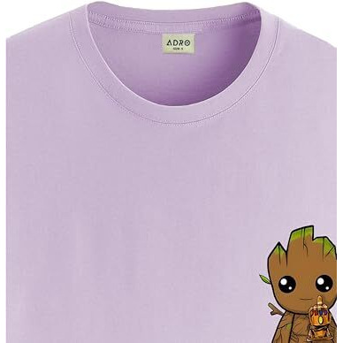 Adro Tshirt For Men | Anime T Shirt For Men | 100% Cotton Tshirt | Graphic Printed T-Shirt | Chest Printed Tshirt | Groot Anime Tshirt | T-Shirts| Rn24-Stick-Groo-Pu-S Purple