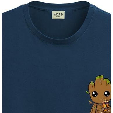 Adro Tshirt For Men | Anime T Shirt For Men | 100% Cotton Tshirt | Graphic Printed T-Shirt | Chest Printed Tshirt | Groot Anime Tshirt | T-Shirts| Rn24-Stick-Groo-Sb-S Teal