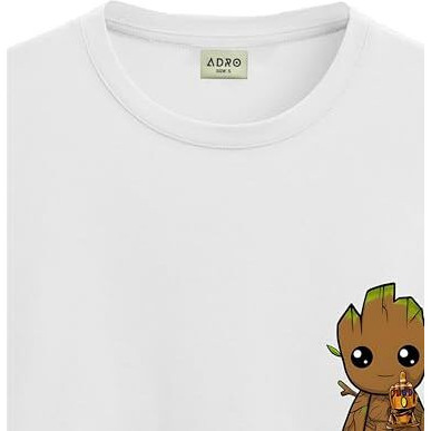 Adro Tshirt For Men | Anime T Shirt For Men | 100% Cotton Tshirt | Graphic Printed T-Shirt | Chest Printed Tshirt | Groot Anime Tshirt | T-Shirts| Rn24-Stick-Groo-Wh-2Xl White